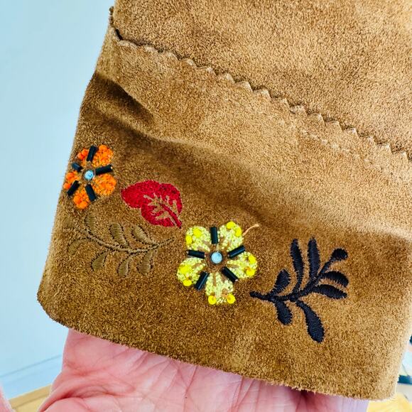 GAP Girls Cow Suede Fringe Embroidered Blazer Jacket KIDS XXL Womens XS Small - Picture 4 of 12